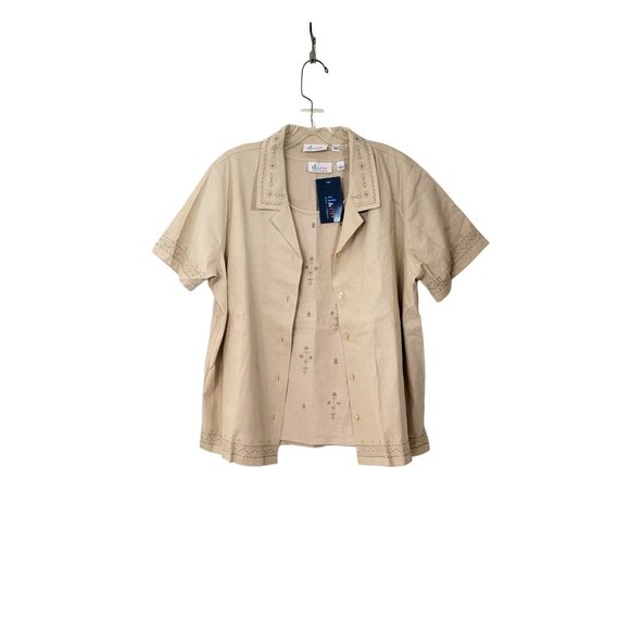 D & Co. Two Piece Embroidered Linen Blend Tank Top and Blouse Set NWT - Picture 7 of 8